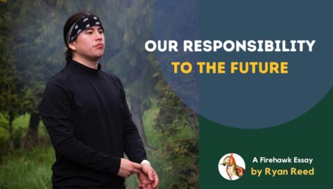 Blog title over a photo of a man in a black shirt. He stands in front of a forested background.