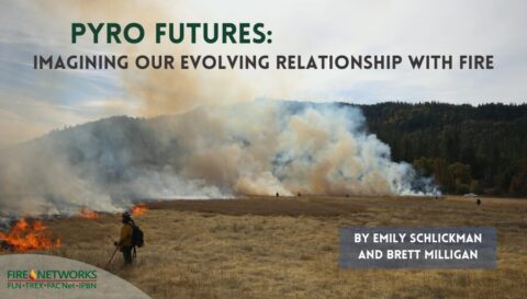 Blog title over a photo of a person conducting a prescribed burn.
