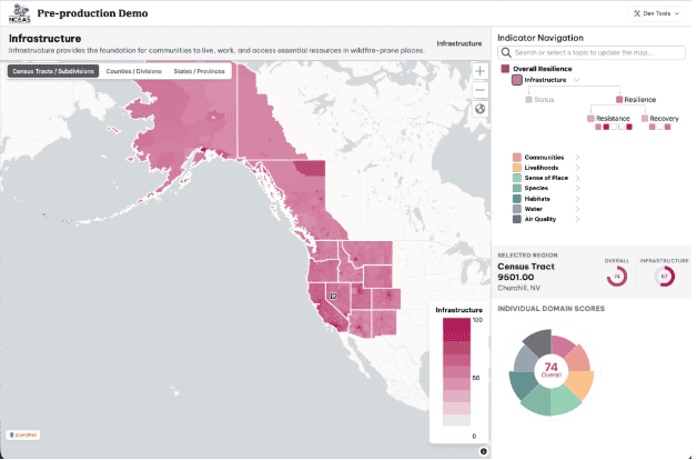 Screenshot of Wildfire Resilience Index on a desktop.