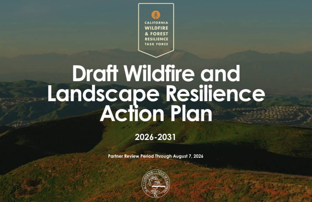California wildfire resilience landscape with mountains and hills.
